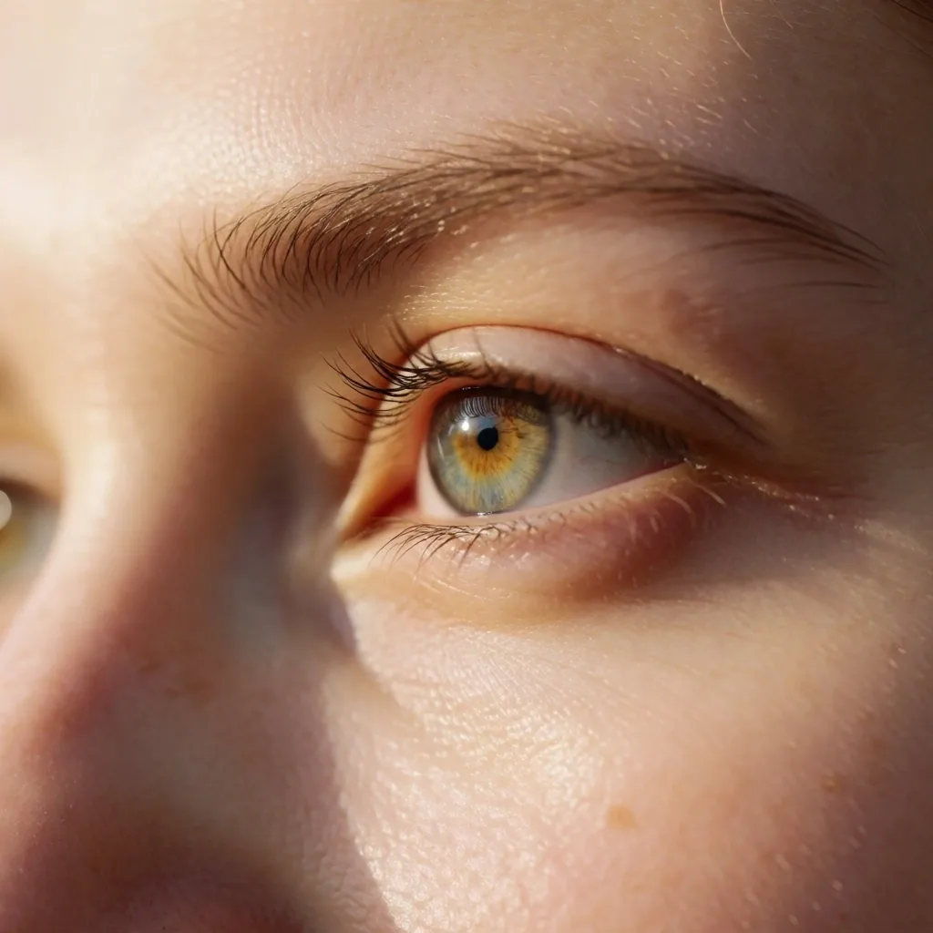 Primer plano de un ojo iluminado por luz natural