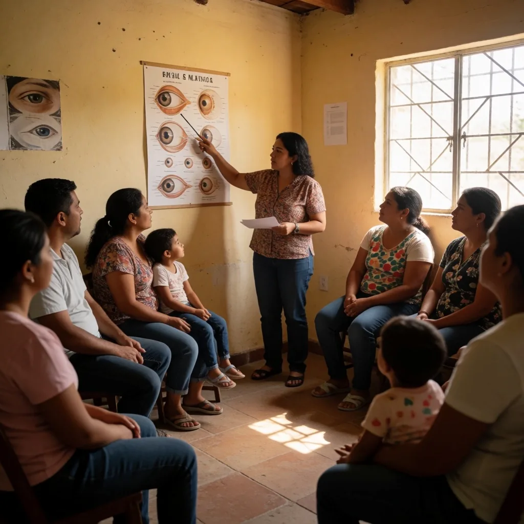Sesión comunitaria sobre protección de los ojos