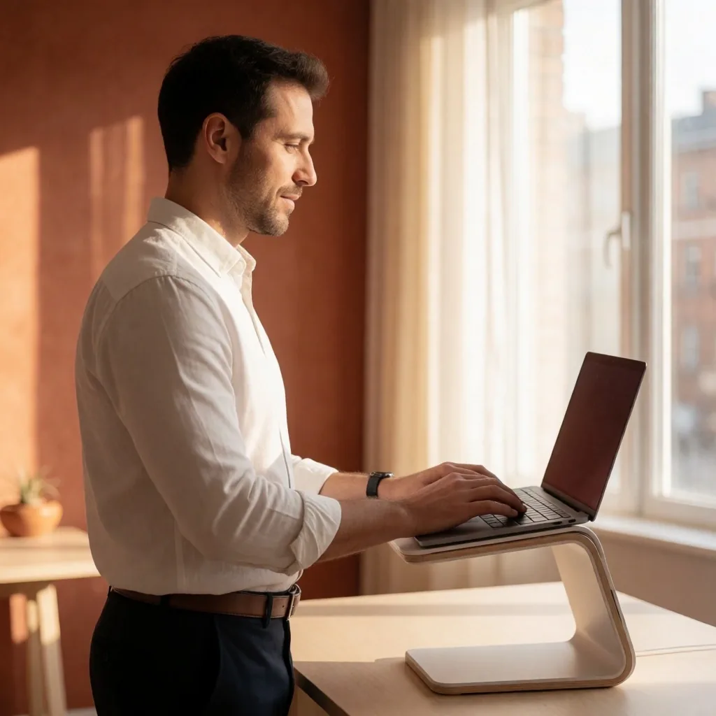 Persona con postura ergonómica frente a una laptop