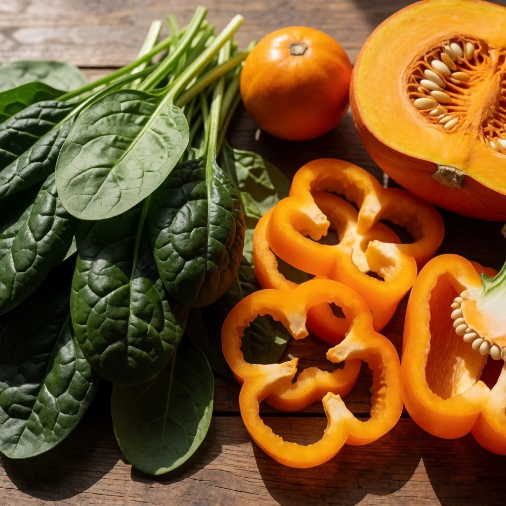 Espinacas, pimientos y calabaza, alimentos ricos en nutrientes para la visión